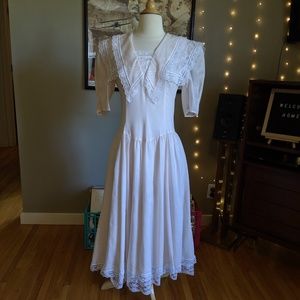 80s Pink Nautical Gunne Sax by Jessica McClintock